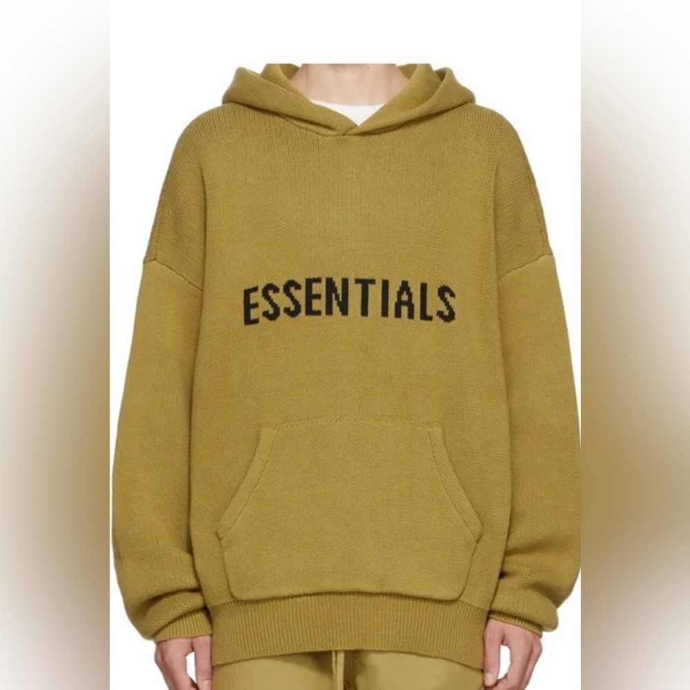 ❌SOLD❌ Fear of God Essentials Men’s Small Amber Knit Hoodie –Pullover Sweatshirt